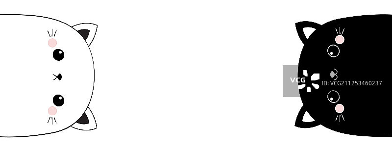 黑白猫头轮廓线条图片素材