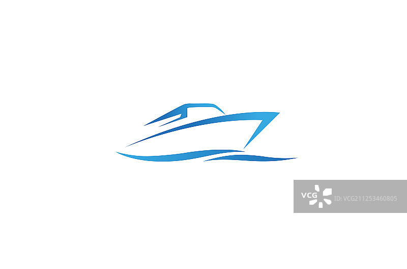 创意蓝色游艇船标志设计图片素材