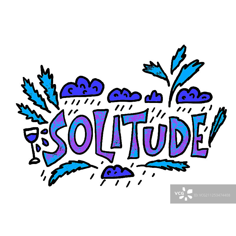 手绘文字概念：孤独图片素材