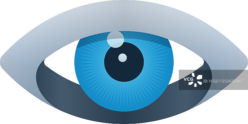 带有蓝色眼球的三维眼睛图标图片素材