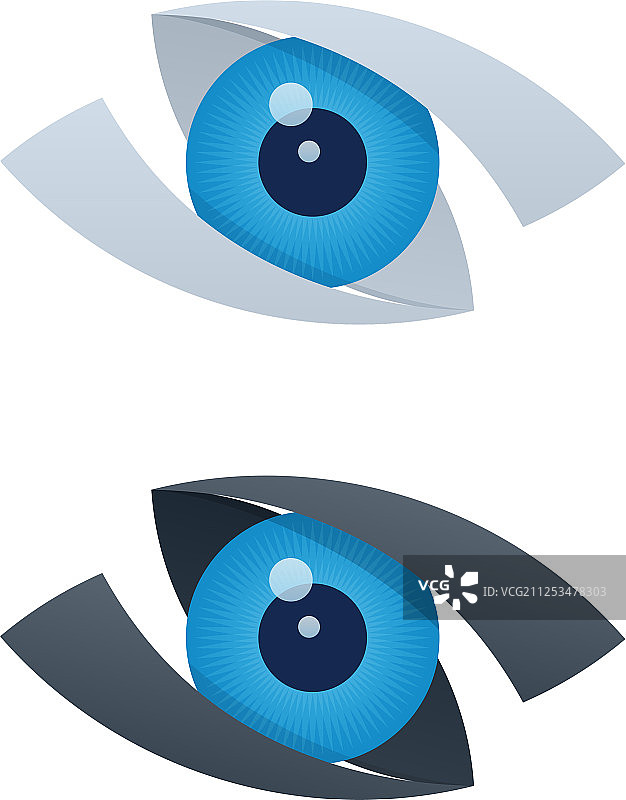蓝色眼球抽象视觉图标图片素材