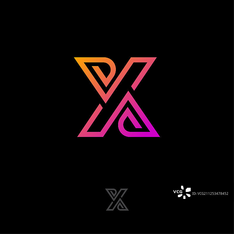 X字母Logo单字母线性风格抽象标志图片素材