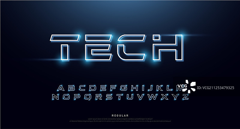 科技抽象霓虹字体和字母图片素材