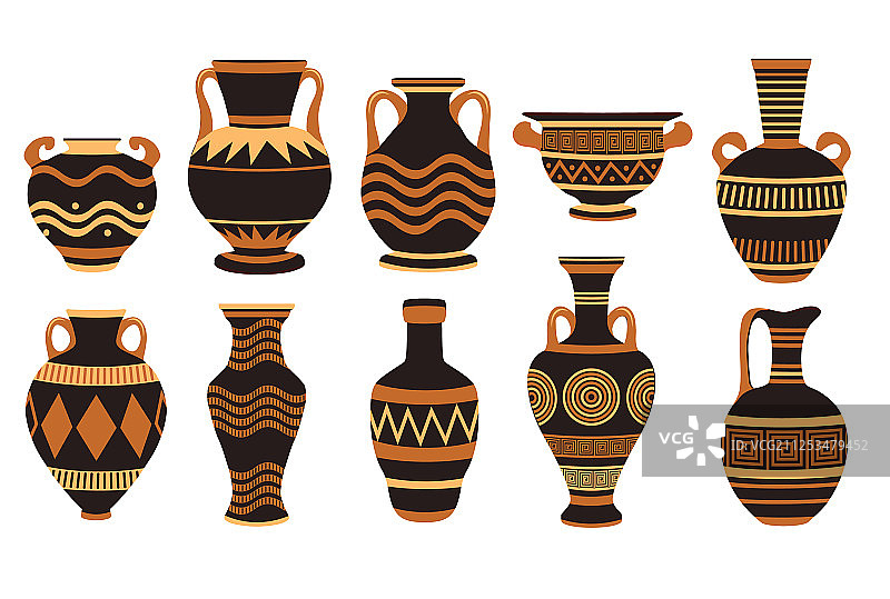 古希腊双耳细颈陶瓶图片素材