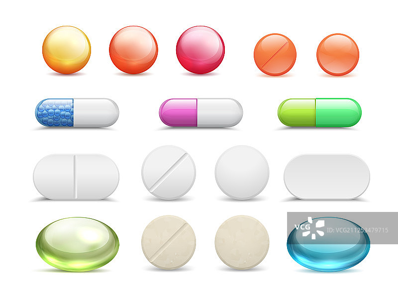 逼真药丸药片圆形维生素图片素材
