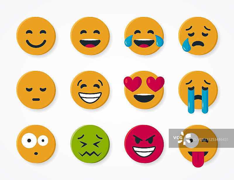 圆形黄色表情符号扁平风格图片素材