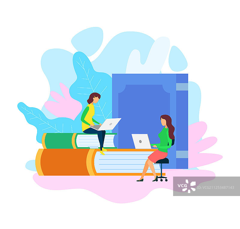 图书馆里的书虫女孩图片素材