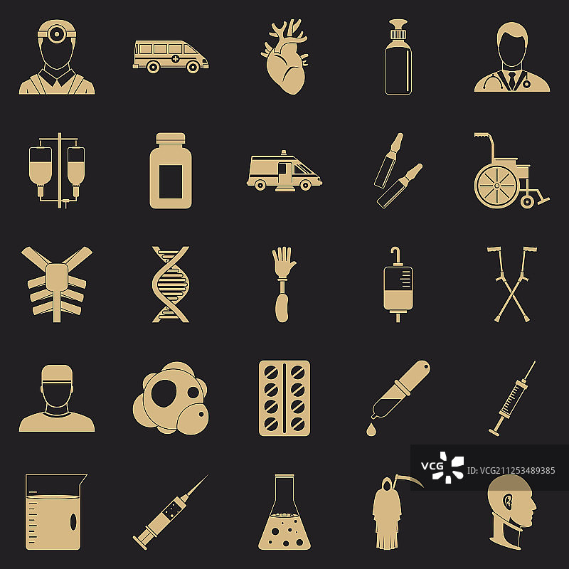 救护车图标简约风格合集图片素材