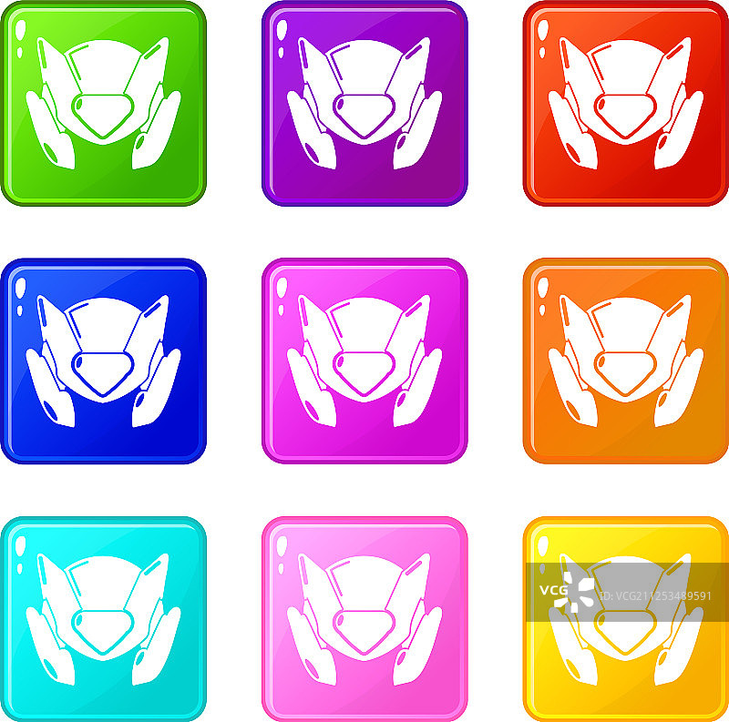 摩托车头盔设计图标9色套装图片素材