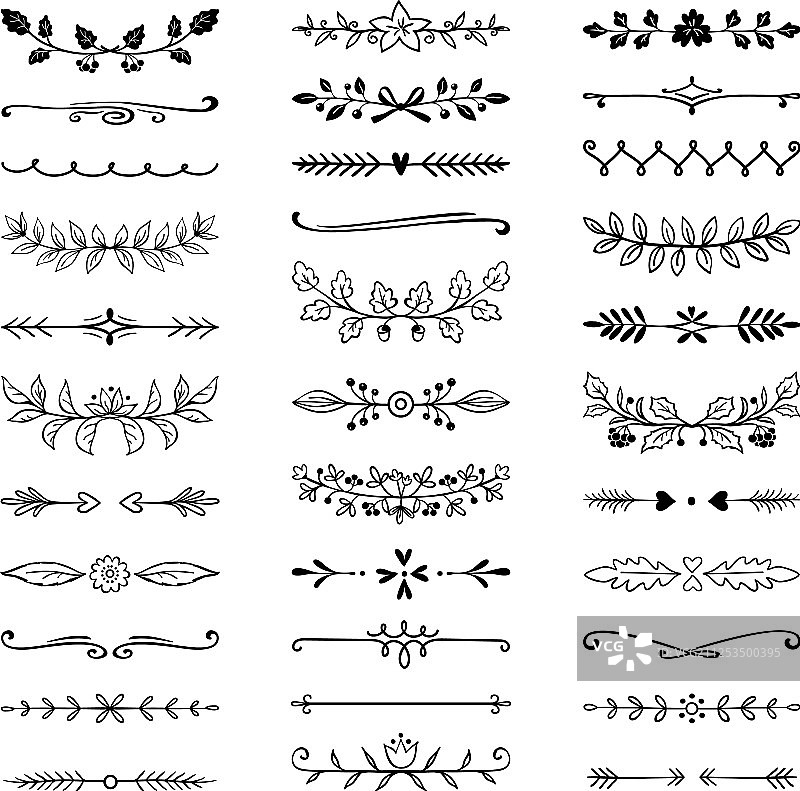 手绘涂鸦分隔线婚礼边框图片素材