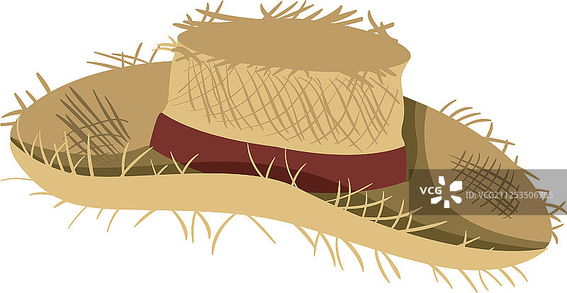 白色背景上带丝带的草帽图片素材