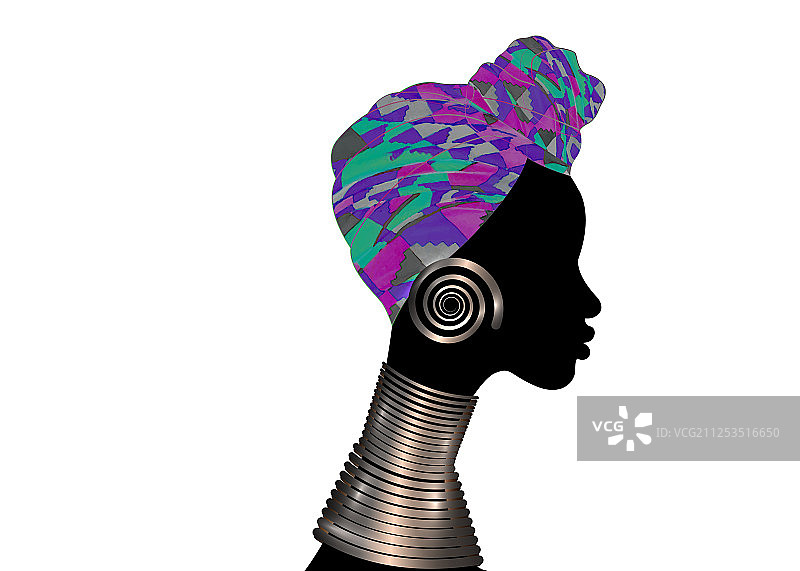 戴着安卡拉头巾的美丽女人肖像图片素材