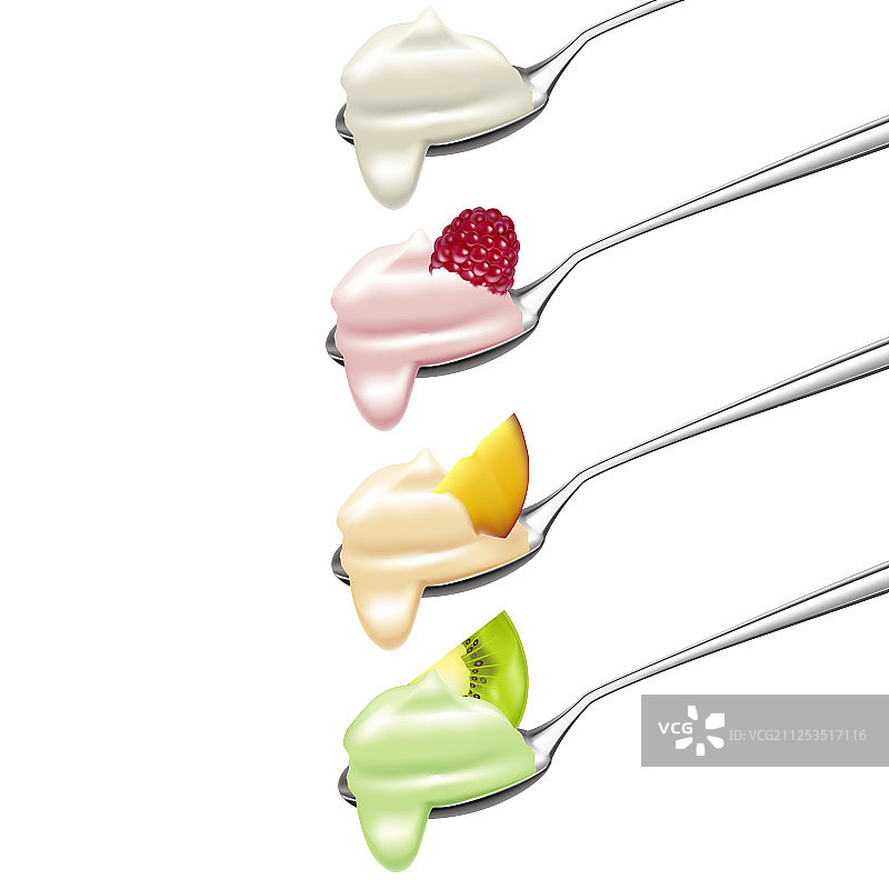 逼真的3D水果和浆果酸奶图片素材