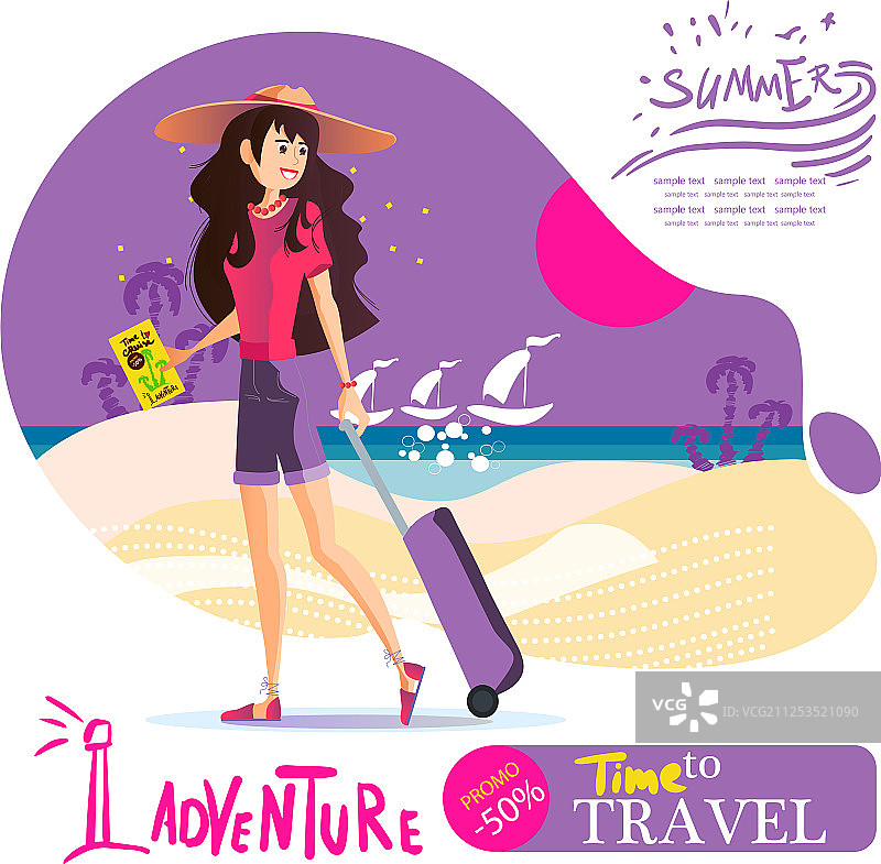 女孩环游世界EPS10图片素材