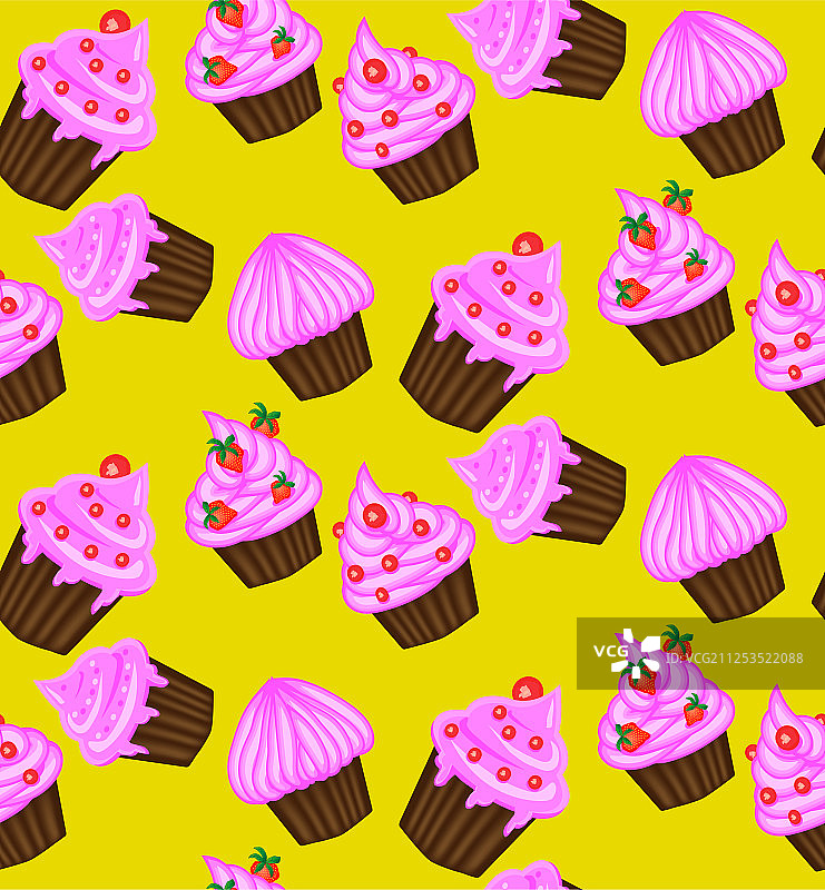 粉色纸杯蛋糕无缝图案图片素材