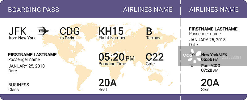 紫色登机牌图片素材