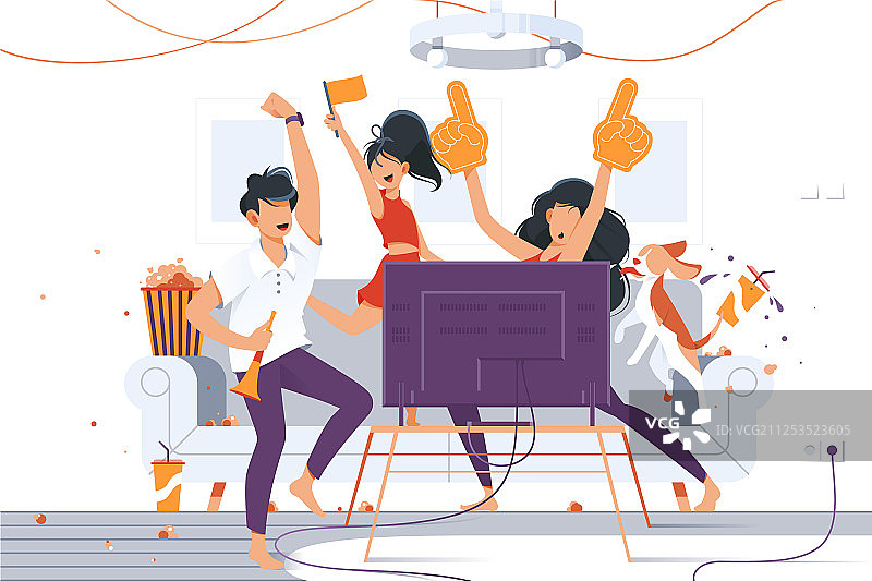 电视机前的足球迷图片素材