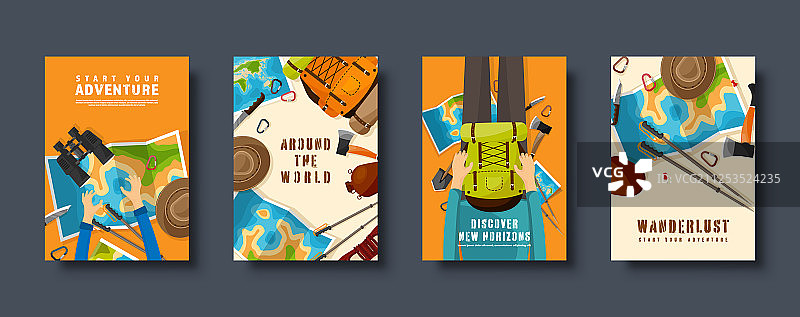 世界旅游扁平风格封面合集图片素材