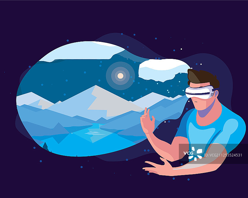 使用增强技术的男人设计图片素材