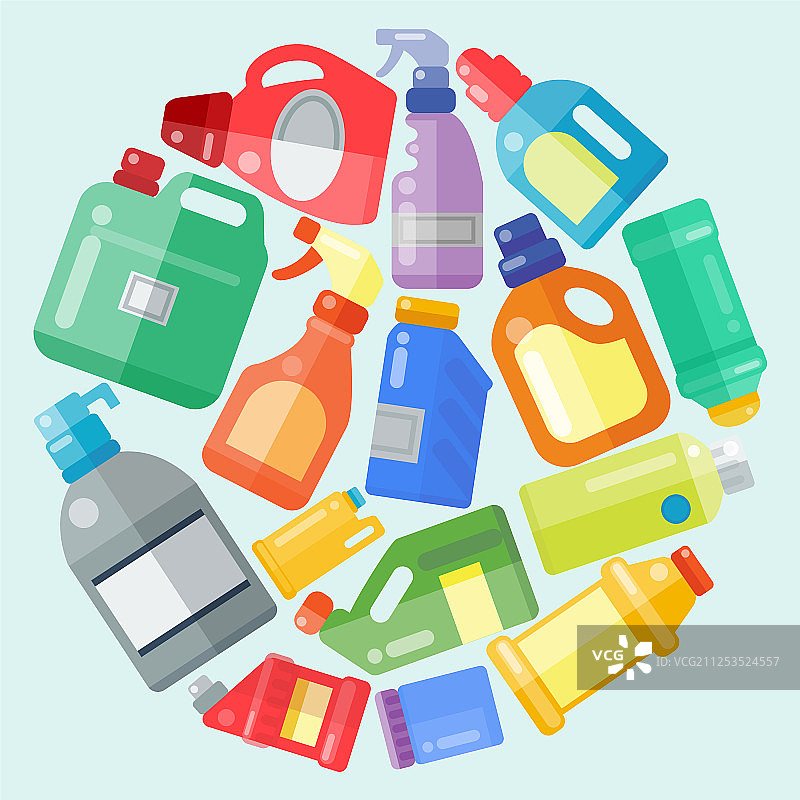 清洁产品：家用瓶装塑料液体图片素材