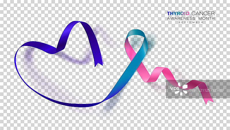 甲状腺癌意识月蓝绿色和粉红色图片素材