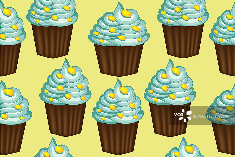 诱人纸杯蛋糕无缝图案图片素材