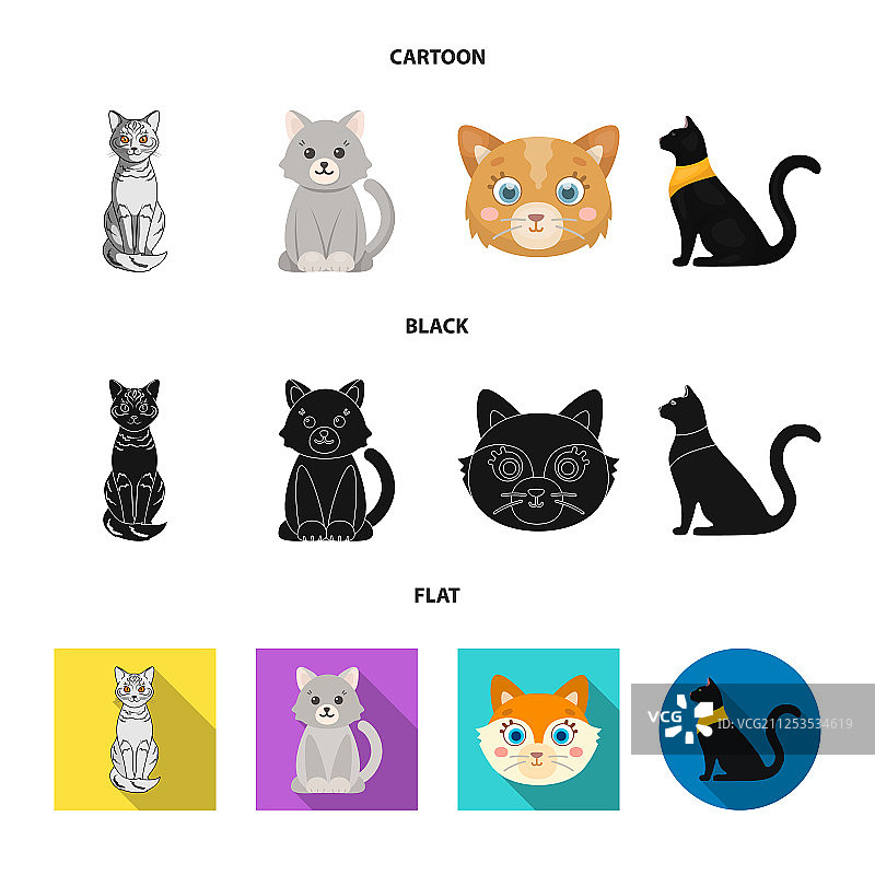 宠物和斯芬克斯猫图标集图片素材