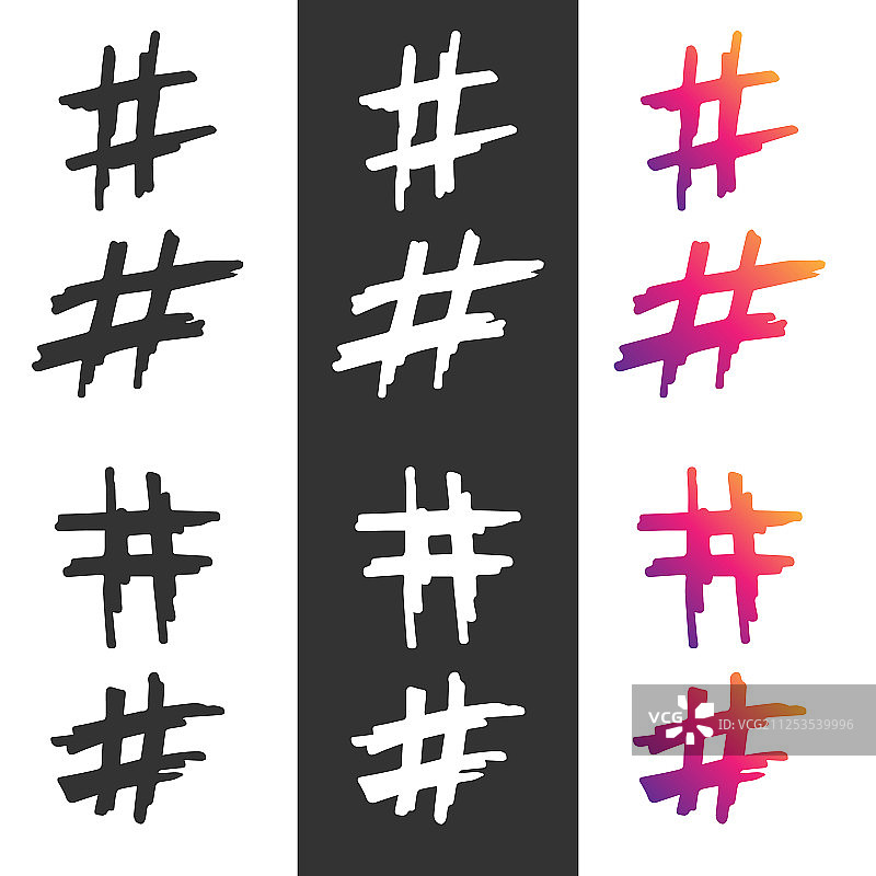 手绘井号标签图标合集图片素材