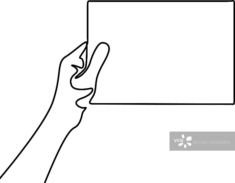 手持空白纸张连续线条画图片素材