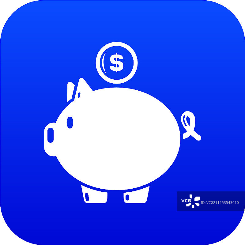 蓝色小猪钱币图标图片素材