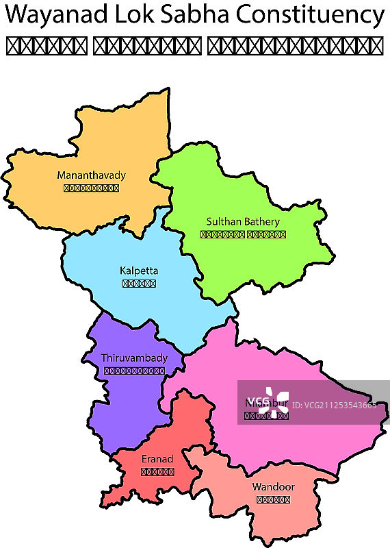 瓦亚纳德人民院选区地图图片素材