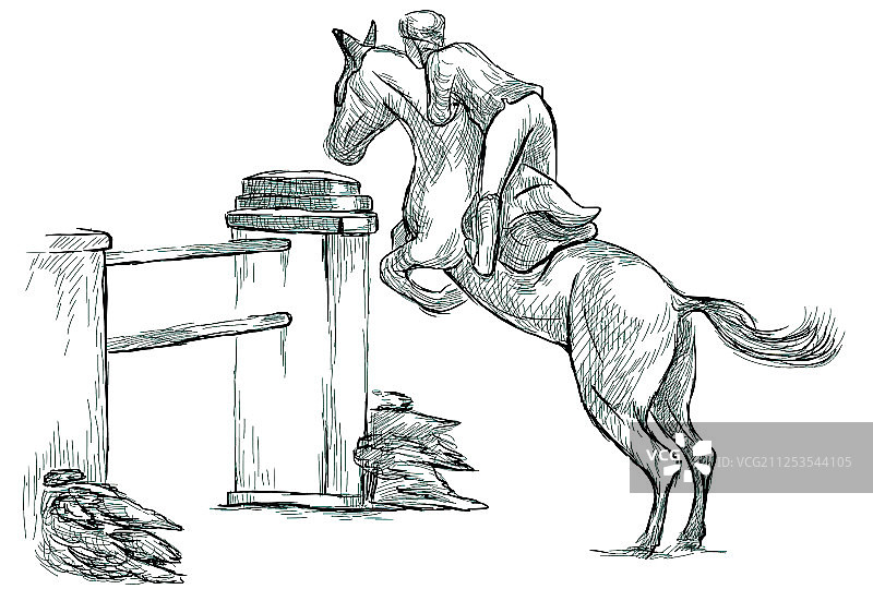 场地障碍赛手绘线条艺术图片素材