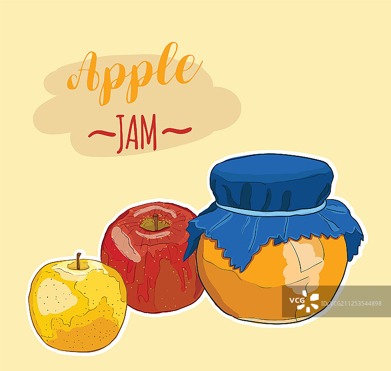 手绘全彩逼真苹果酱素材图片素材