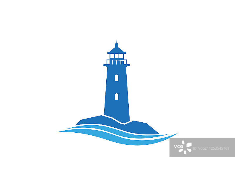 创意抽象蓝色灯塔海浪标志图片素材