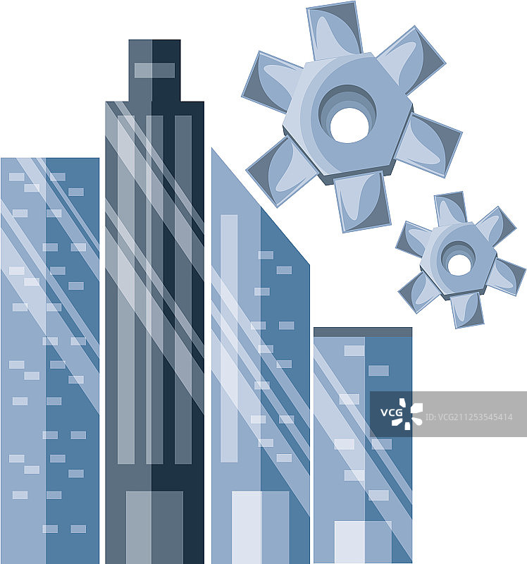 齿轮与城市景观图片素材