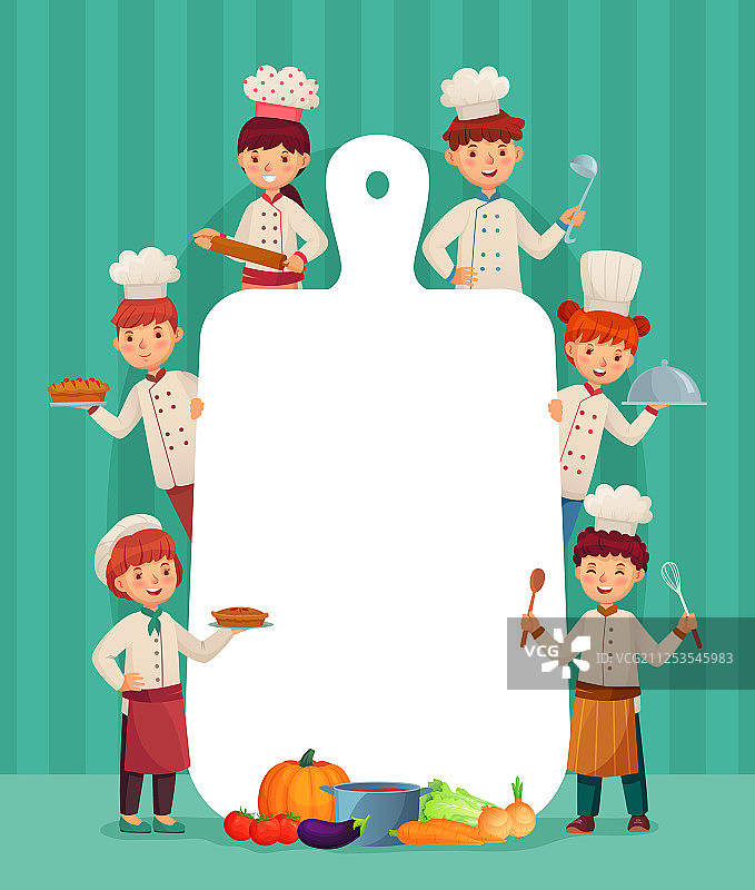 儿童菜单框架儿童厨师烹饪切菜图片素材