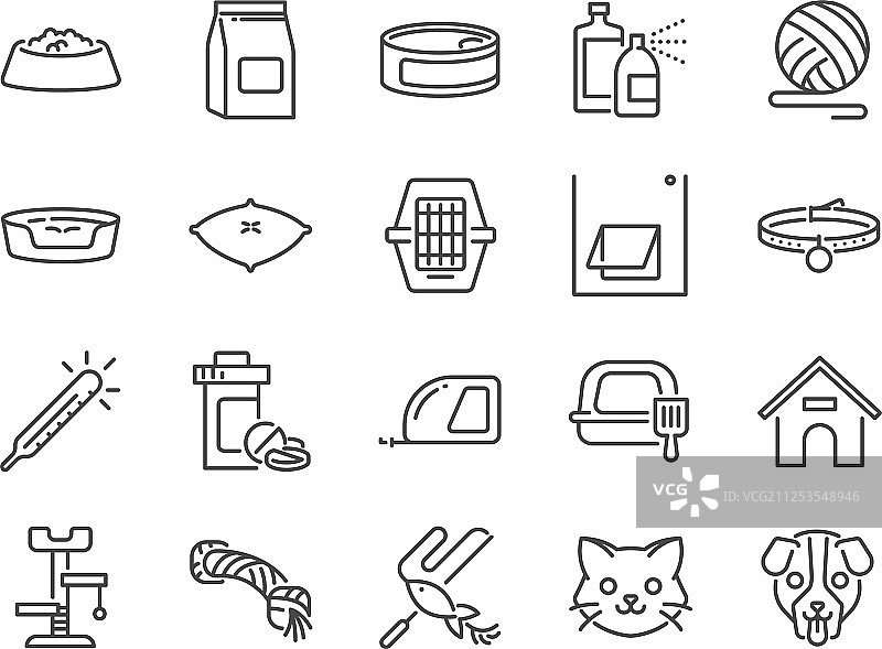 宠物店线条图标集图片素材