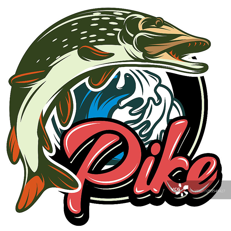 带梭子鱼和书法的颜色图片素材