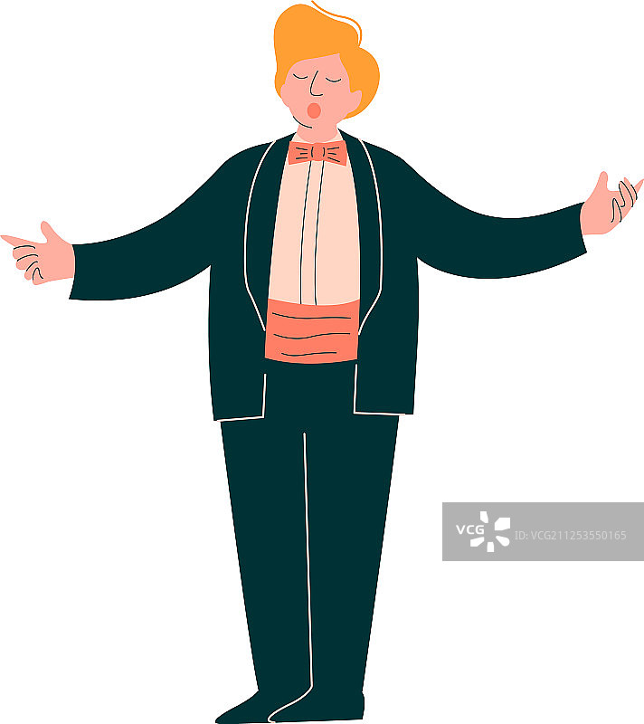 在舞台上表演的男歌剧演员图片素材