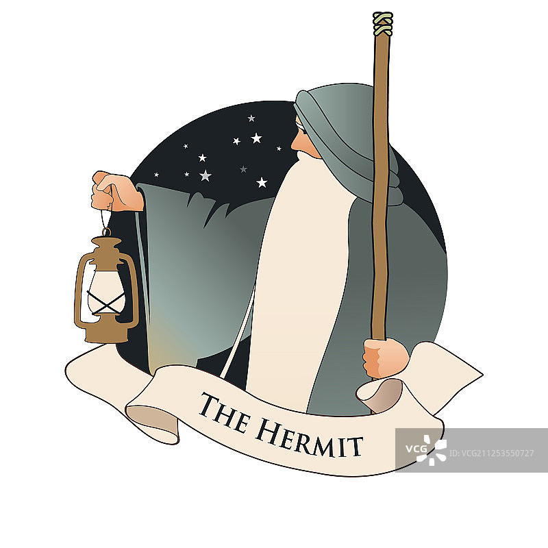 塔罗牌大阿尔卡纳标志：隐士图片素材