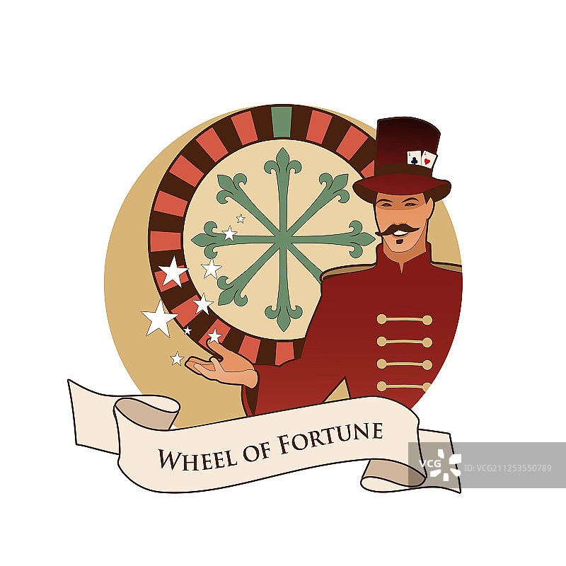 大阿卡那命运之轮塔罗牌徽章图片素材