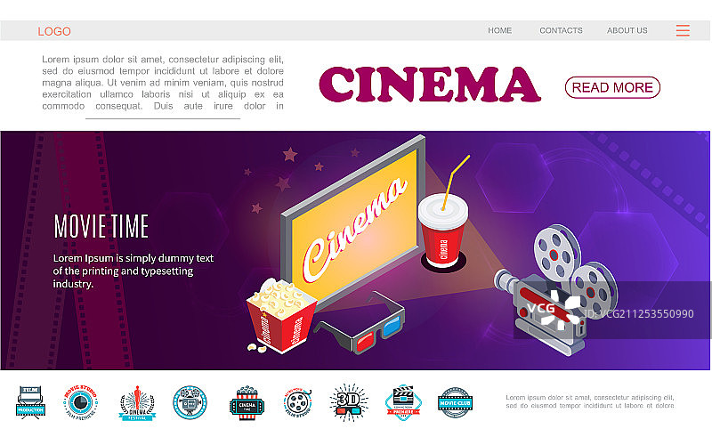 2.5D电影时间网页模板图片素材