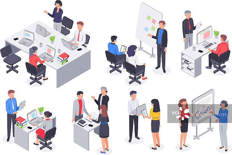 2.5D商务办公室团队合作图片素材
