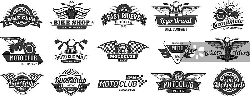 复古摩托车骑手徽章图片素材