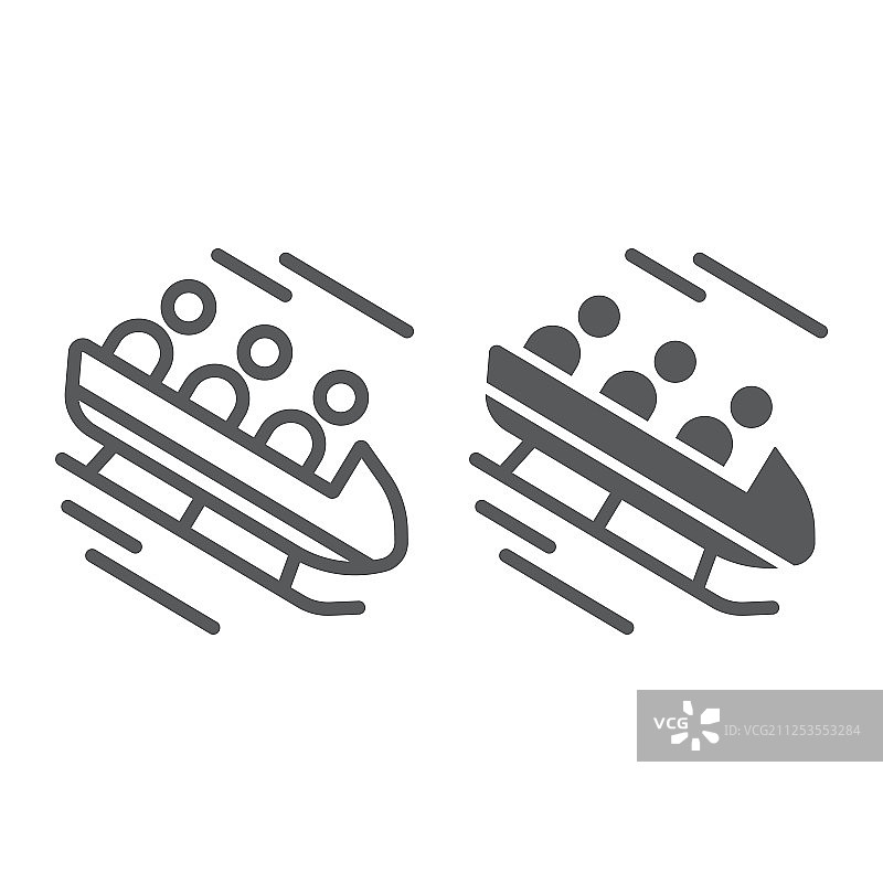 雪橇线条与标志图标，运动与冬季图片素材