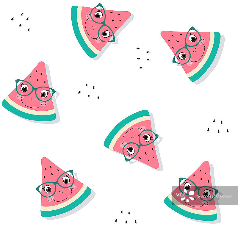 西瓜人脸眼镜无缝图案图片素材