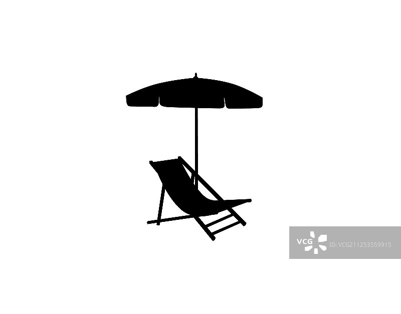沙滩椅遮阳伞夏日海滩度假符号图片素材