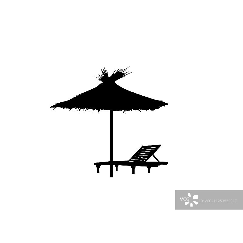 沙滩椅遮阳伞夏日海滩度假符号图片素材
