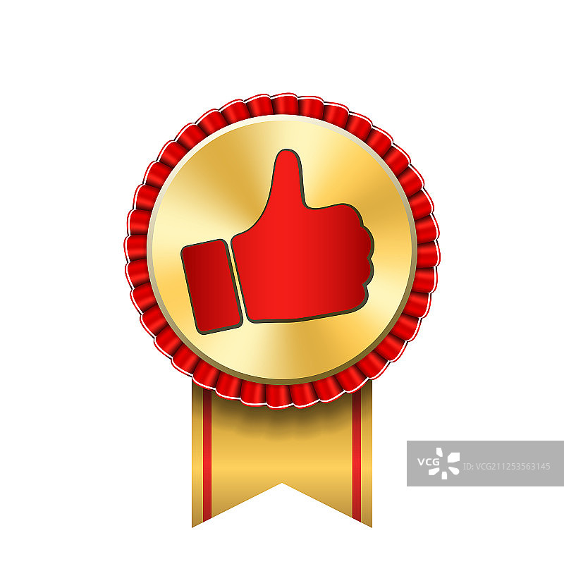 丝带奖励金色点赞手势成功图标图片素材