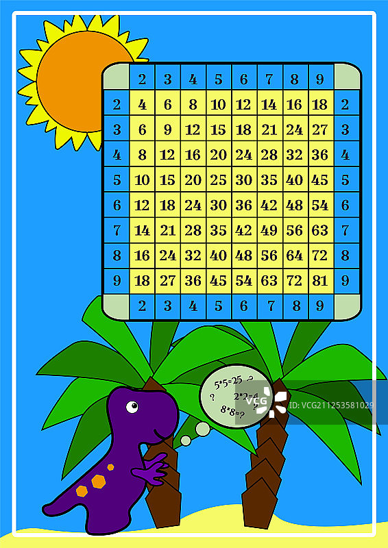 恐龙乘法表海报图片素材